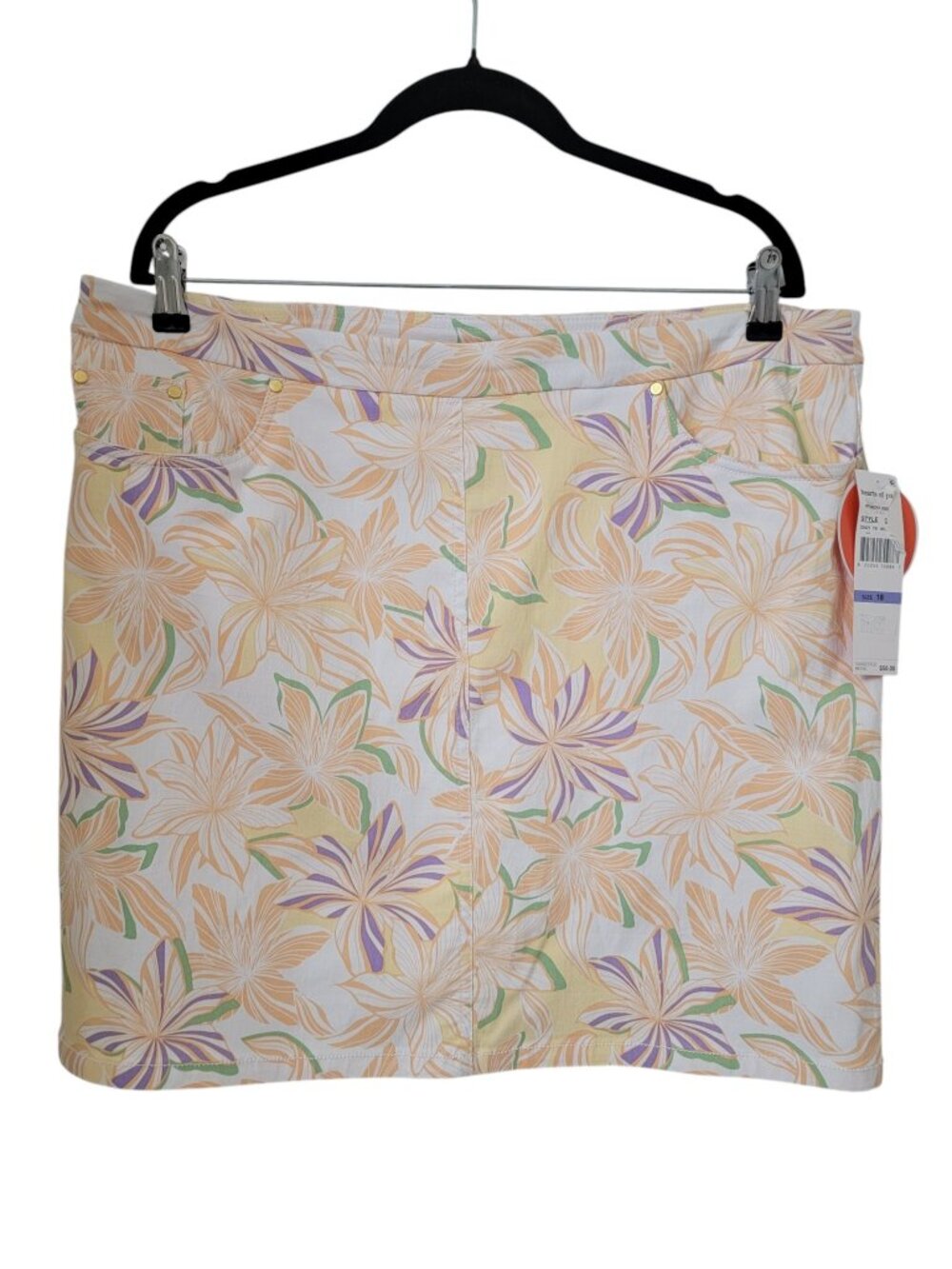 Hearts of Palm Size 18 "Peachy Keen" Floral Print Skort, NEW with Tags